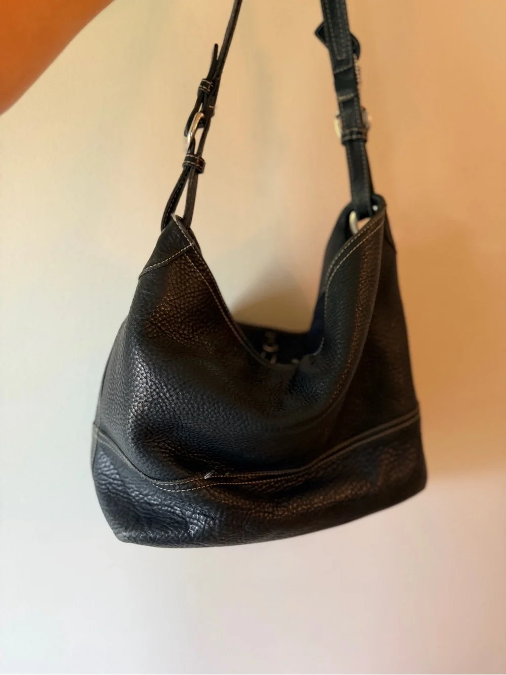 Coach black pebbled leather hobo shoulder bag